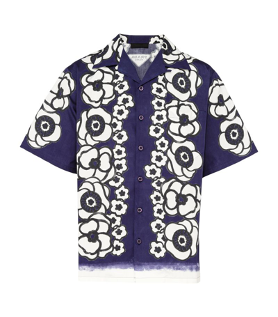 Prada Short-sleeved Cotton Shirt In Blue