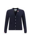 Thom Browne Navy Blue Cardigan In Virgin Wool