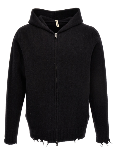 Giorgio Brato Destroyed Details Hooded Cardigan In Black