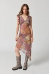 Urban Outfitters Uo Devon Semi-sheer Chiffon Midi Dress In Pink Combo