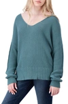 Lucky Brand V-neck Pullover Sweater In Sea Pine