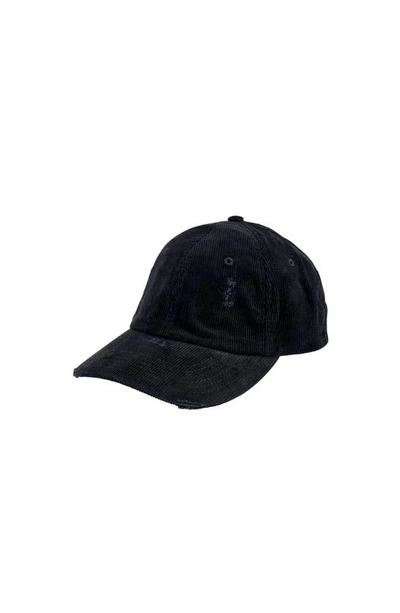 San Diego Hat Distressed Corduroy Baseball Cap In Black