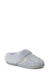 DEARFOAMS CLAIRE FAUX FUR TRIMMED MARLED CHENILLE KNIT CLOG