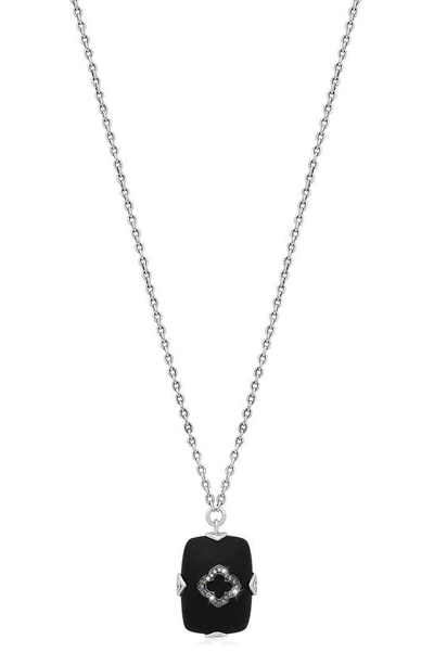 Lois Hill Sterling Silver Matte Black Onyx & Brown Diamond Pendant Necklace In Charcoal Black/ Silver