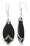 Lois Hill Sterling Silver Black Onyx & Brown Diamond Teardrop Earrings In Charcoal Black/ Silver