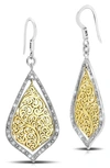 Lois Hill 18k Gold Plate Sterling Silver Diamond Pavé Drop Earrings In Gold/ Silver