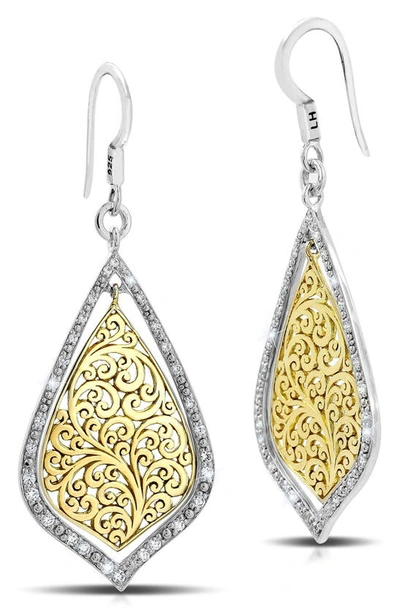 Lois Hill 18k Gold Plate Sterling Silver Diamond Pavé Drop Earrings In Gold/ Silver