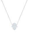 Queen Jewels Opal Hamsa Pendant Necklace In Opal/silver