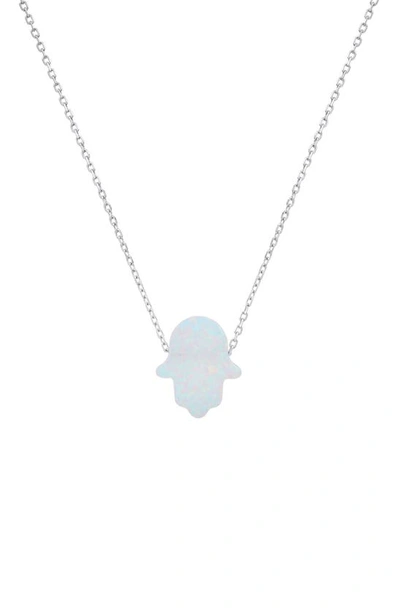 Queen Jewels Opal Hamsa Pendant Necklace In Opal/silver