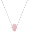 Queen Jewels Opal Hamsa Pendant Necklace In Pink Opal/silver
