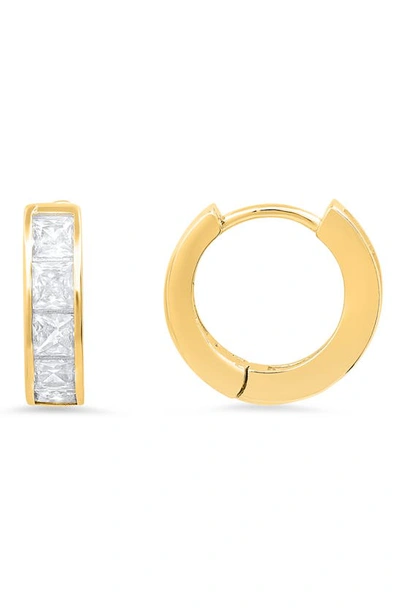 Queen Jewels Petite Cz Huggie Hoop Earrings In Gold