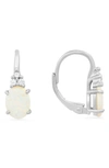Queen Jewels Sterling Silver Opal & Cz Leverback Earrings In Silver