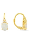 Queen Jewels Sterling Silver Opal & Cz Leverback Earrings In Gold