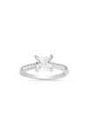 Queen Jewels Sterling Silver Princess Cut Cubic Zirconia Solitaire Ring In Silver
