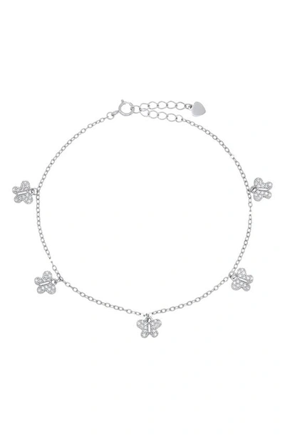 Queen Jewels Cz Butterfly Chain Bracelet In Silver