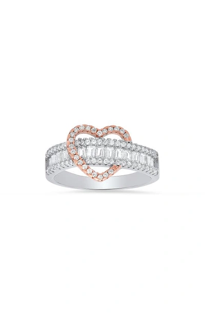 Queen Jewels Two-tone Cubic Zirconia Heart Ring In Silver