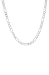 Queen Jewels Italian Figaro Chain Necklace In Silver