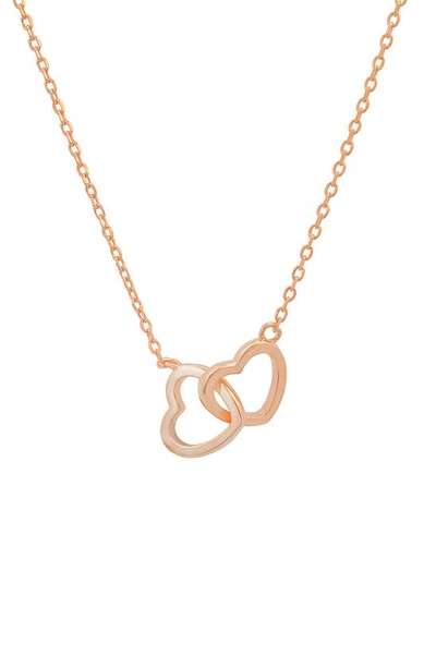 Queen Jewels Interlocking Heart Pendant Necklace In Rose Gold