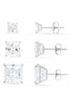 Queen Jewels 3-pack Cz Stud Earrings In Silver