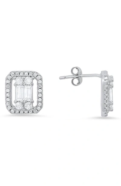 Queen Jewels Cz Stud Earrings In Silver