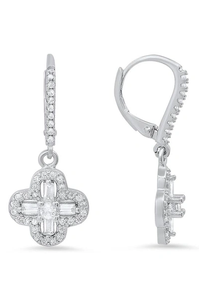Queen Jewels Cz Drop Earrings In Silver