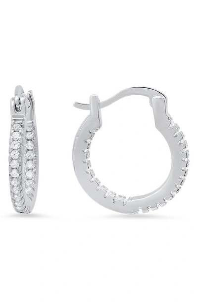 Queen Jewels Cz Inside Out Hoop Earrings In Silver