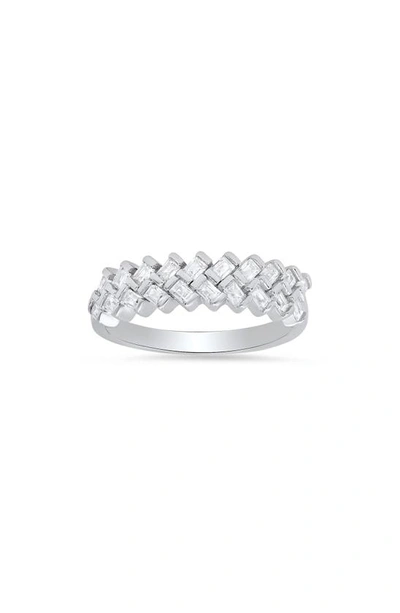 Queen Jewels Cz Weave Ring In Silver