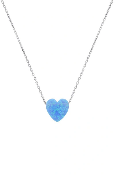 Queen Jewels Opal Heart Necklace In Blue Opal/silver