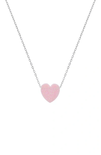 Queen Jewels Opal Heart Necklace In Pink Opal/silver