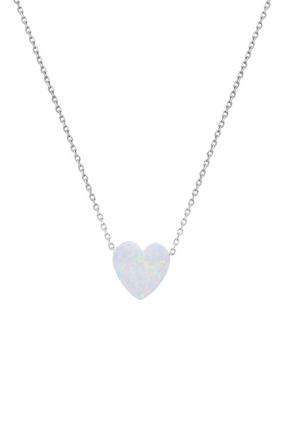 Queen Jewels Opal Heart Necklace In Opal/silver
