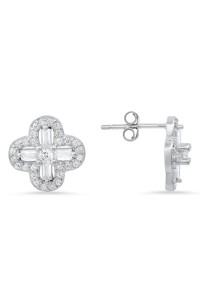 Queen Jewels Cz Stud Earrings In Silver