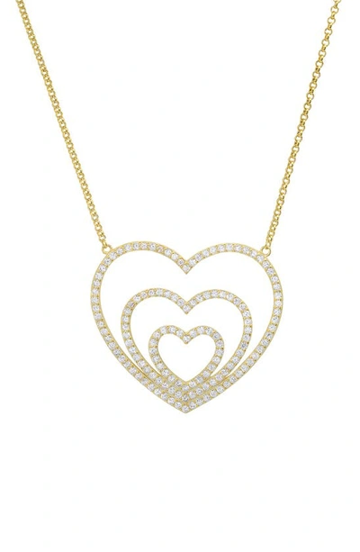 Queen Jewels Heart Layer Cz Necklace In Gold