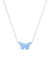 Queen Jewels Opal Butterfly Necklace In Blue Opal/silver