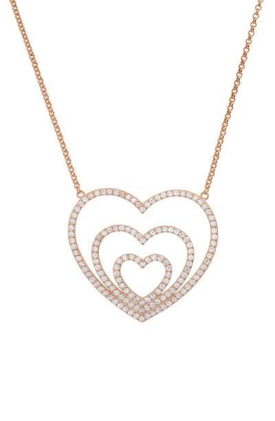 Queen Jewels Heart Layer Cz Necklace In Rose Gold