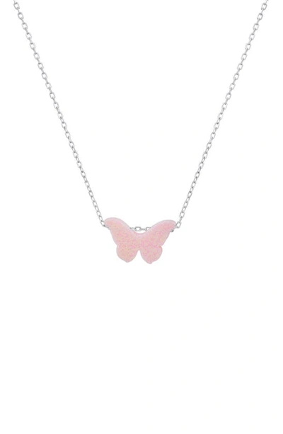Queen Jewels Opal Butterfly Necklace In Pink Opal/silver