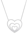 Queen Jewels Heart Layer Cz Necklace In Silver