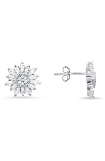 Queen Jewels Sterling Silver Cubic Zirconia Sunburst Earrings