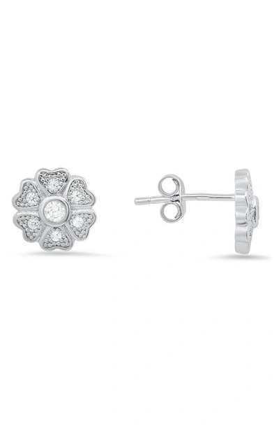 Queen Jewels Petite Heart Stud Earrings In Silver