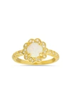 Queen Jewels Sterling Silver Opal & Cz Flower Ring In Gold