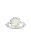 Queen Jewels Sterling Silver Opal & Cz Flower Ring In Silver