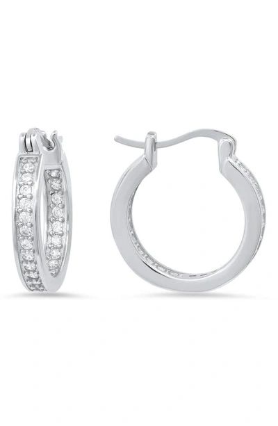 Queen Jewels Cz Inside Out Hoop Earrings In Silver