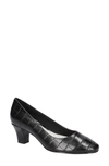 Easy Street Fabulous Womens Faux Leather Embossed Pumps In Black Croco