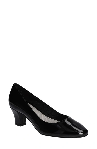 Easy Street Ballari Round Toe Pump In Black Patent