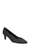 Easy Street Nobel Kitten Heel Pump In Black Satin