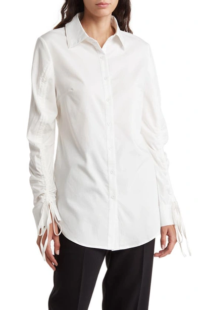 Patrizia Luca Ruched Sleeve Button-up Shirt In White