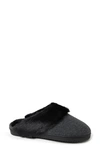 Dearfoams Dahlia Rib Knit Faux Fur Slipper In Black