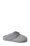 Dearfoams Dahlia Rib Knit Faux Fur Slipper In Light Heather Grey