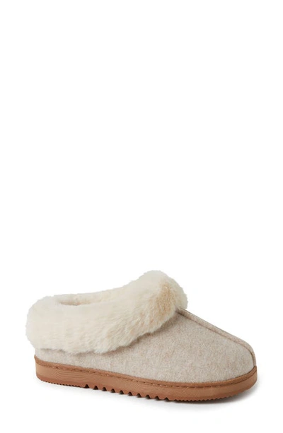 Dearfoams Chloe Faux Fur Trim Clog Slipper In Oatmeal Heather