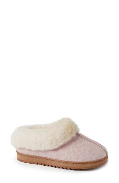 Dearfoams Chloe Faux Fur Trim Clog Slipper In Pale Mauve