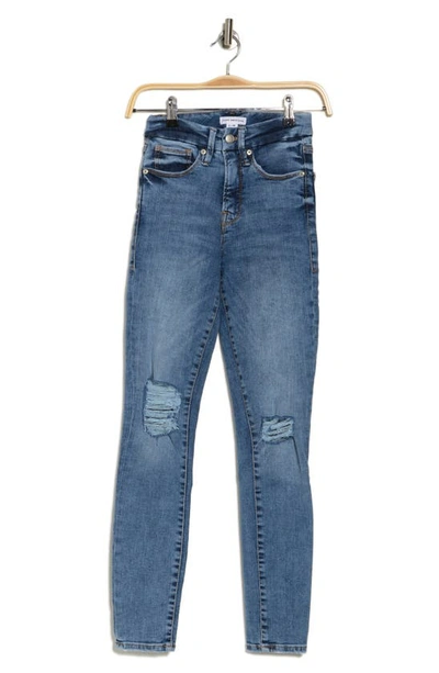 Good American Good Legs Distressed V-yoke Skinny Jeans In Indigo439